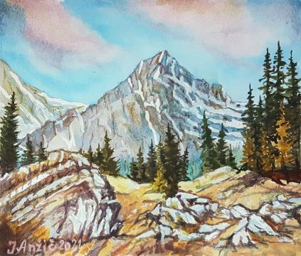 Gorske smreke (Akvarel - 2021) - Jože Anžič